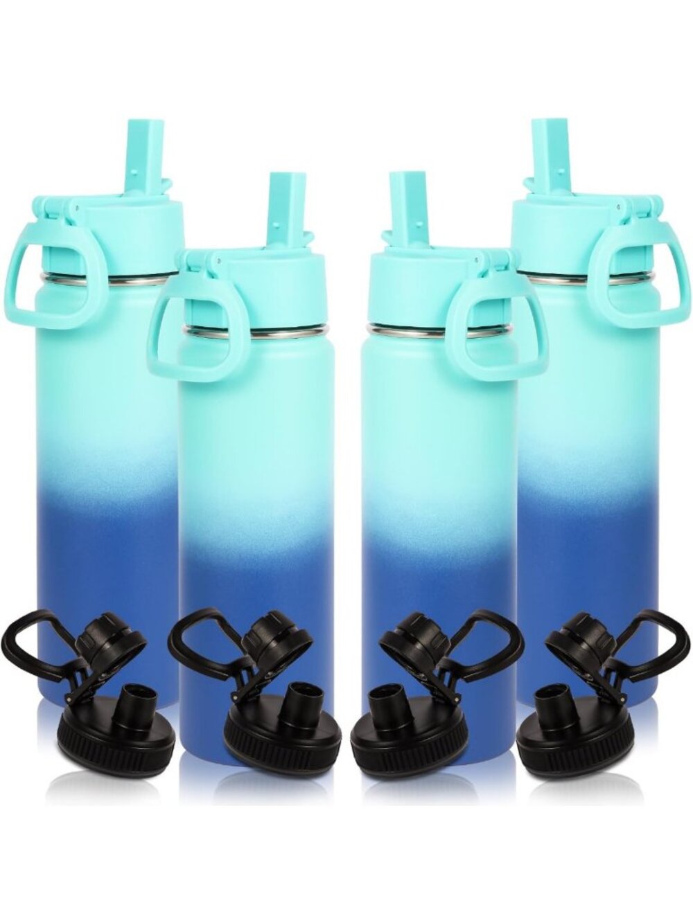 Insulated 20oz Stainless Steel Water Bottles with Straw Lid - 4 Pack for Kids